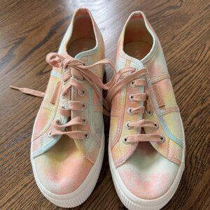 Superga Blue/Pink Lace Up Sneakers - Rainbow Print
